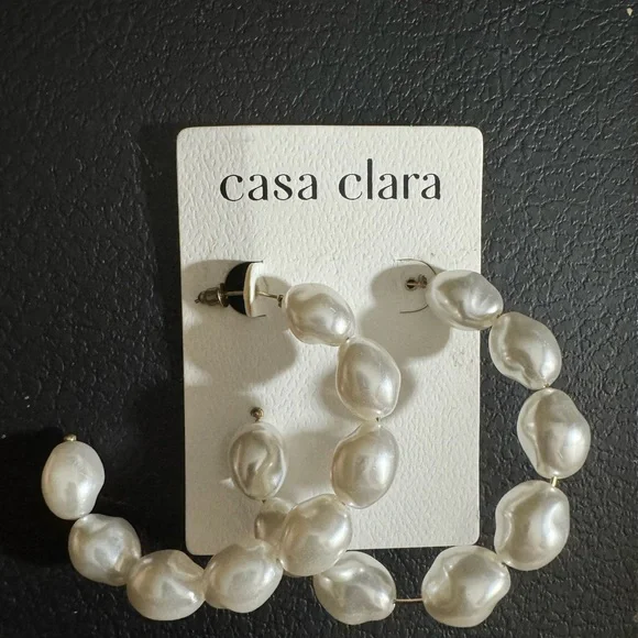 New Casa Clara Pearl Hoop Earrings - Picture 1 of 1